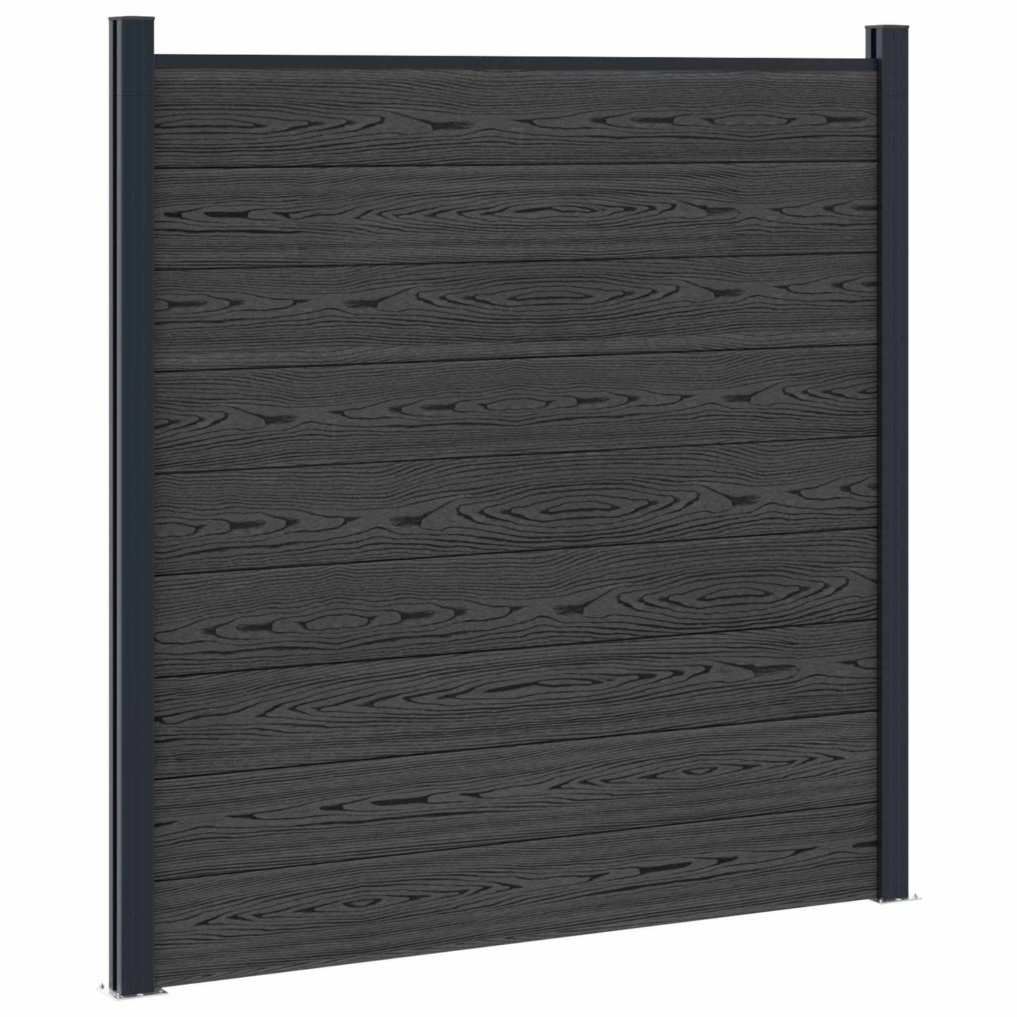 Fence Panel 10 pcs WPC and Aluminium Black