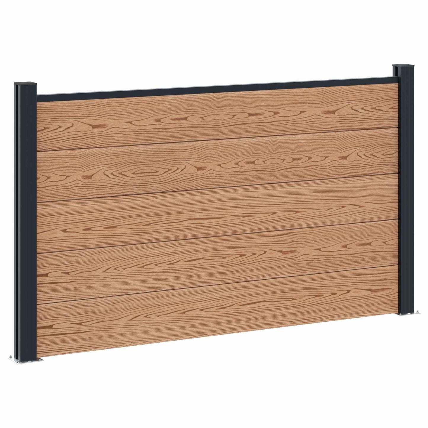 Fence Panel 5 pcs WPC and Aluminium Brown