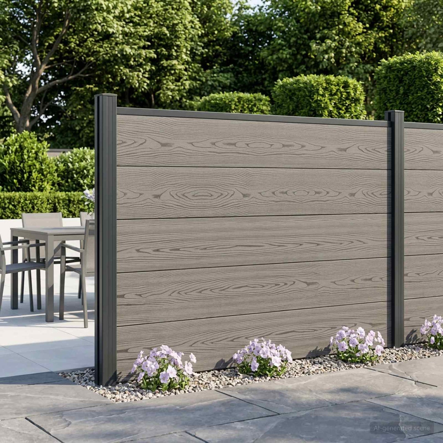 Fence Set 180 x 105 cm WPC and Aluminium Grey
