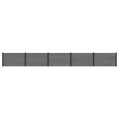 Fence Panel 5 pcs WPC and Aluminium Grey