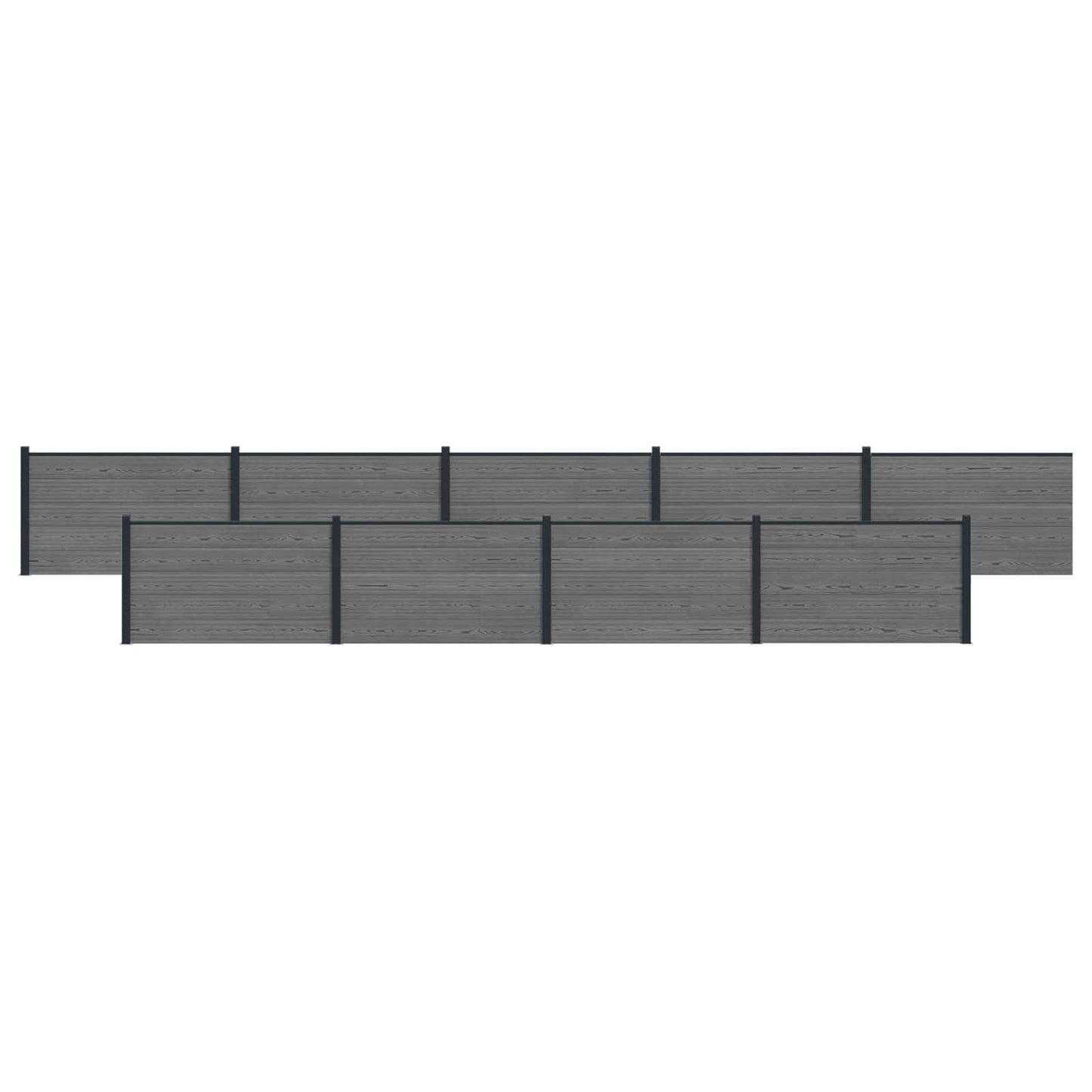 Fence Panel 9 pcs WPC and Aluminium Grey