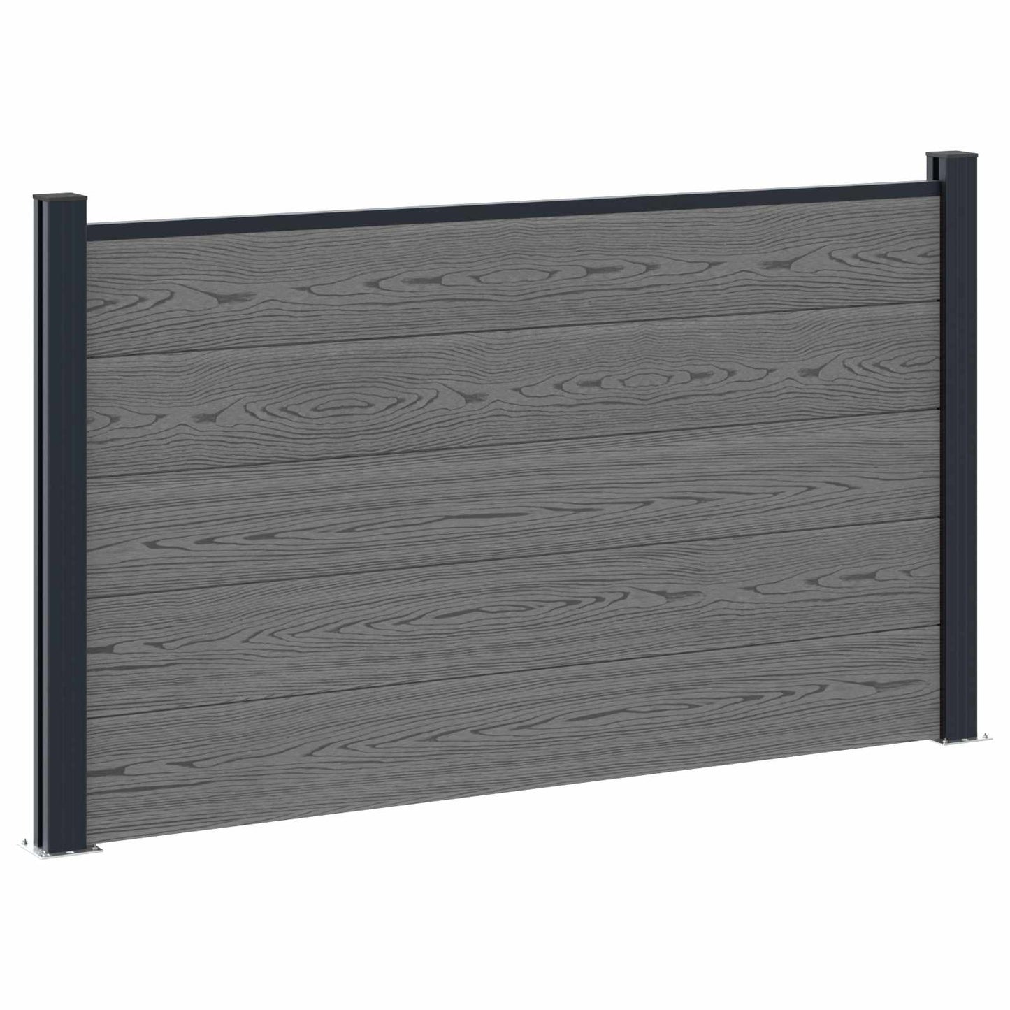 Fence Panel 9 pcs WPC and Aluminium Grey