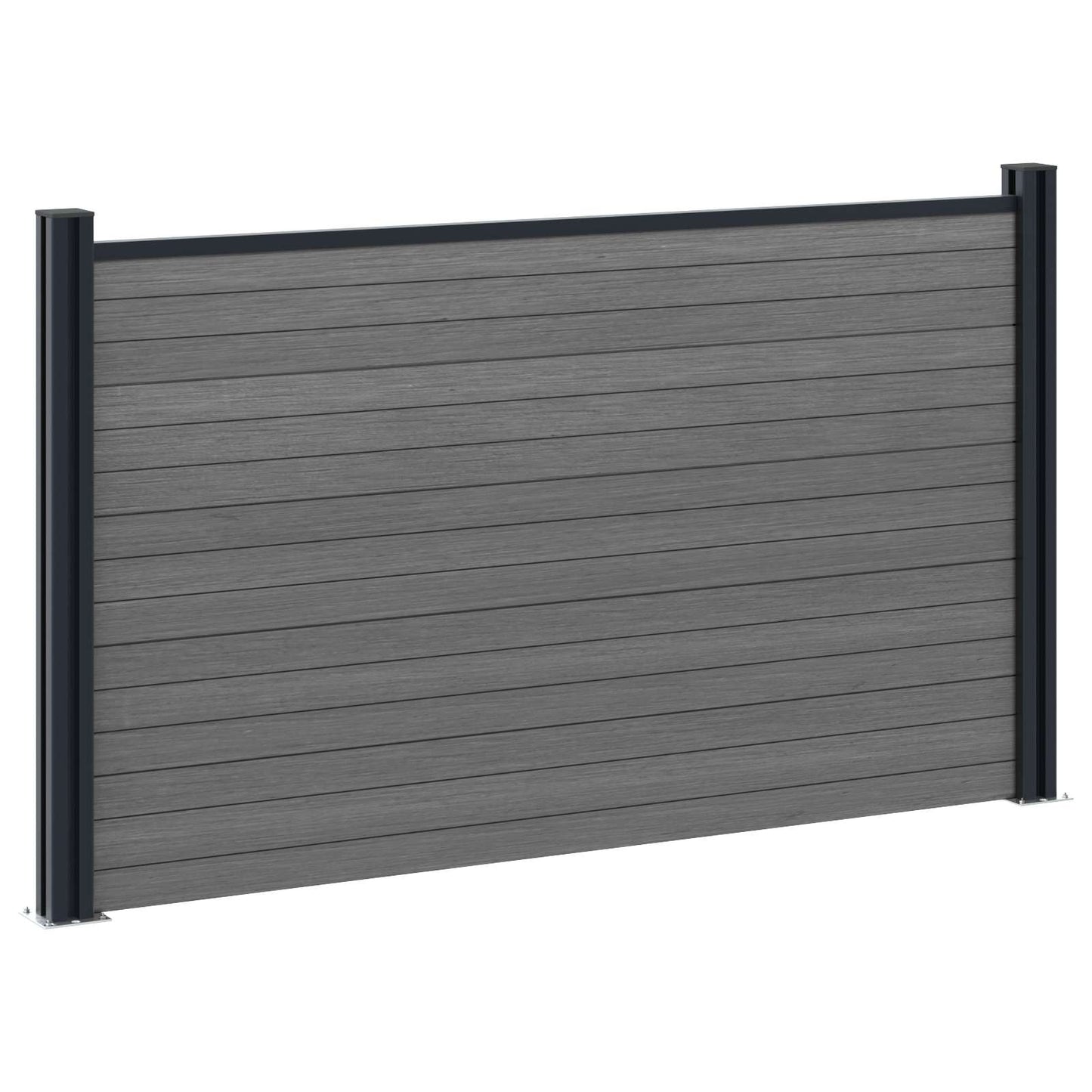 Fence Panel 9 pcs WPC and Aluminium Grey