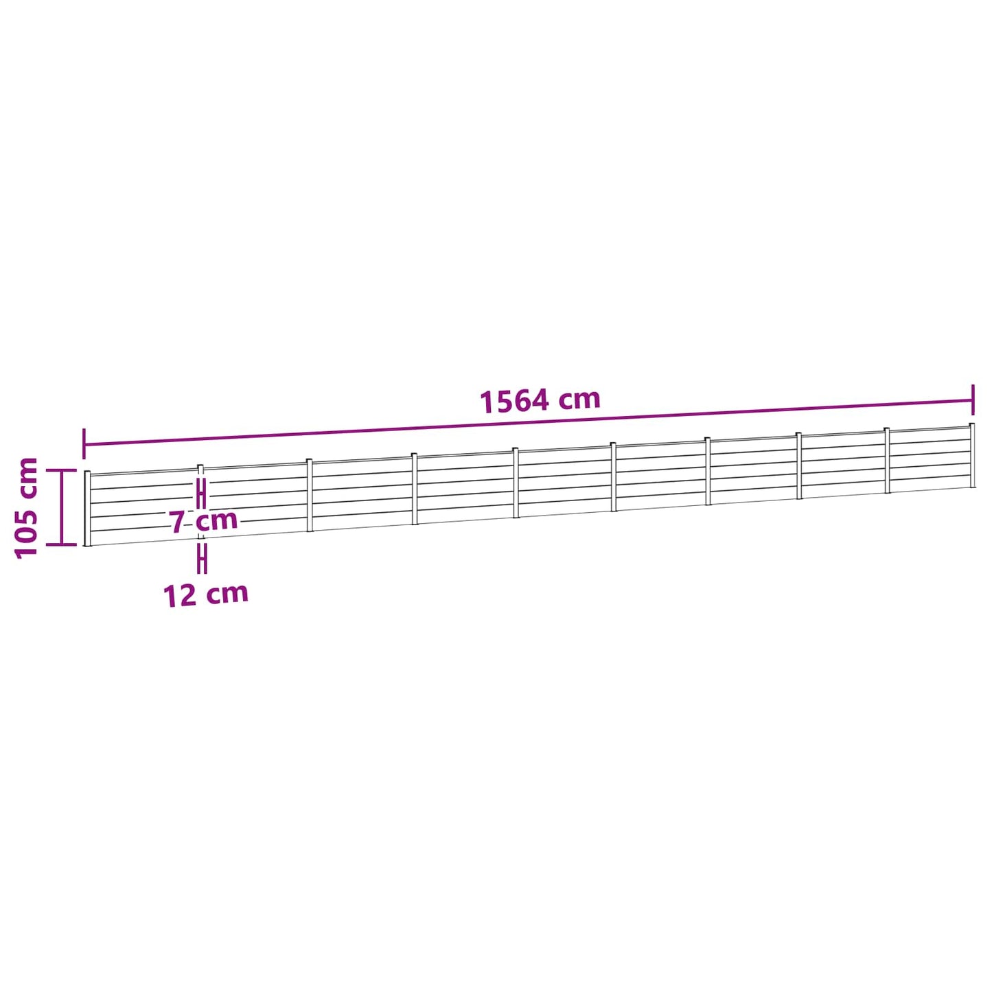 Fence Panel 9 pcs WPC and Aluminium Grey