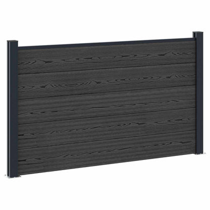 Fence Panel 2 pcs WPC and Aluminium Black