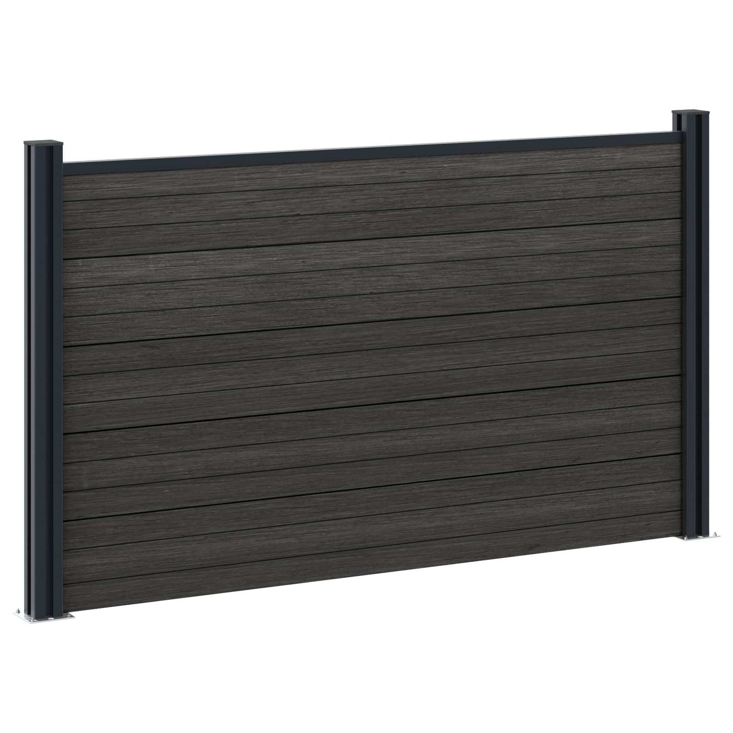 Fence Panel 2 pcs WPC and Aluminium Black