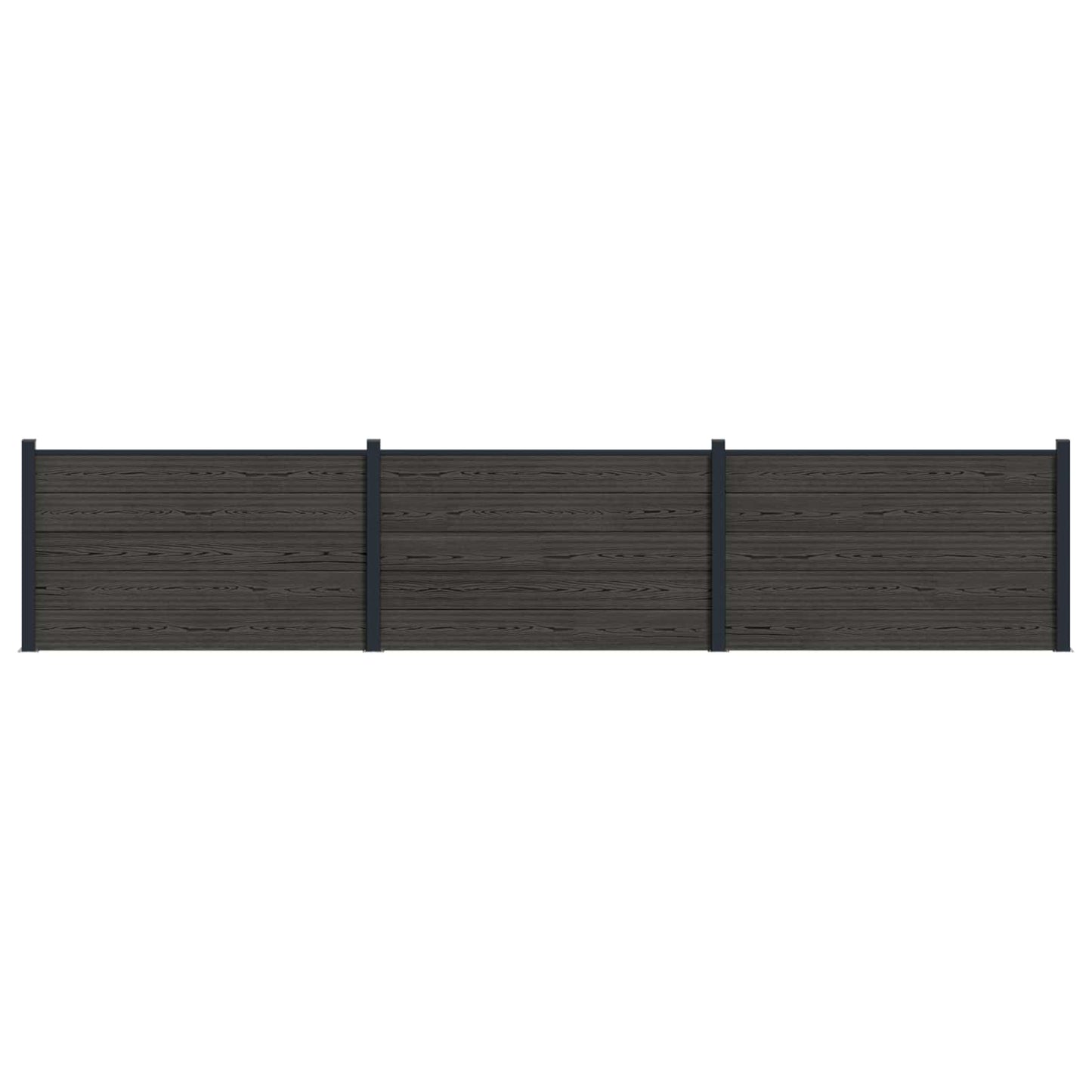 Fence Panel 3 pcs WPC and Aluminium Black