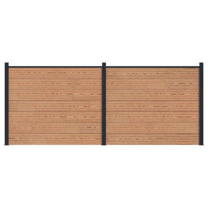 Fence Panel 2 pcs WPC and Aluminium Brown