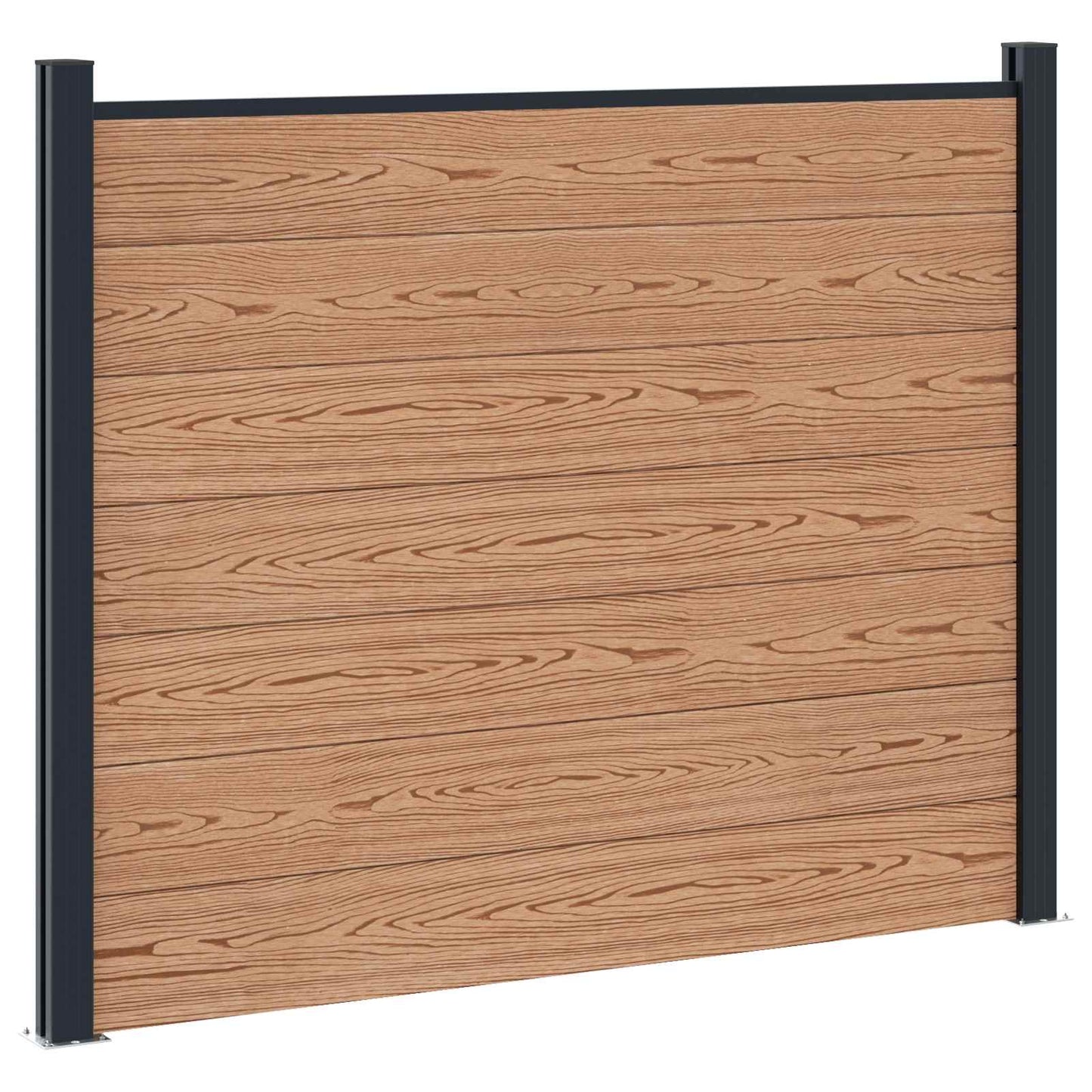 Fence Panel 2 pcs WPC and Aluminium Brown