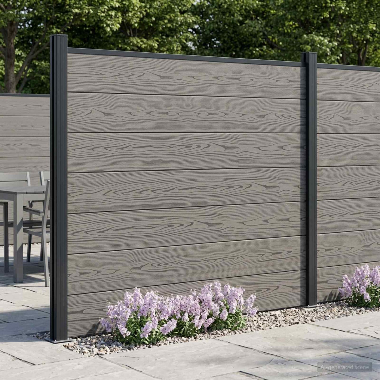 Fence Panel WPC and Aluminium Grey