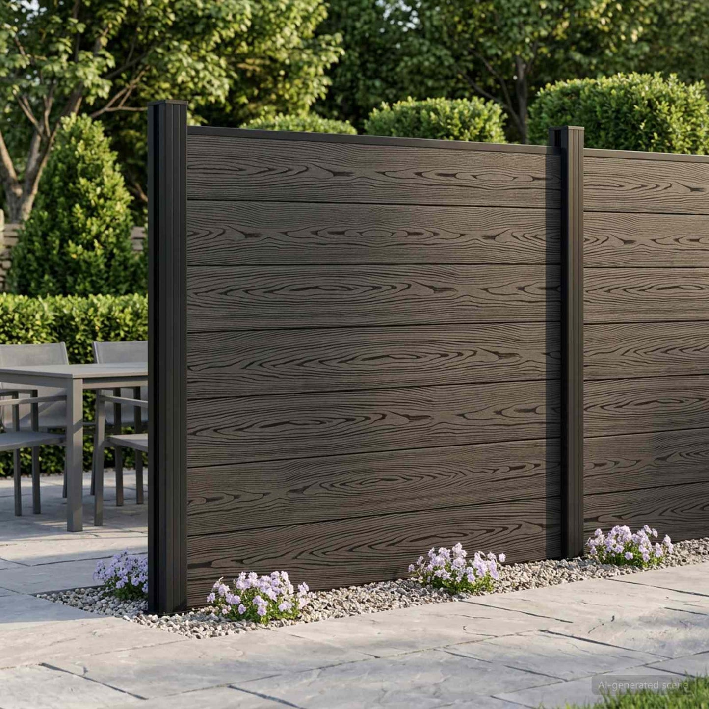Fence Panel WPC and Aluminium Black
