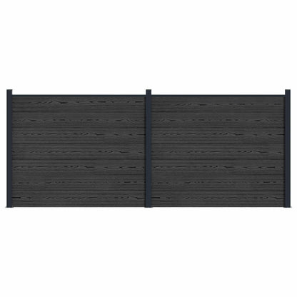 Fence Panel 2 pcs WPC and Aluminium Black