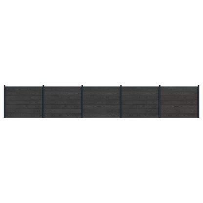 Fence Panel 5 pcs WPC and Aluminium Black