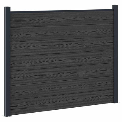 Fence Panel 5 pcs WPC and Aluminium Black