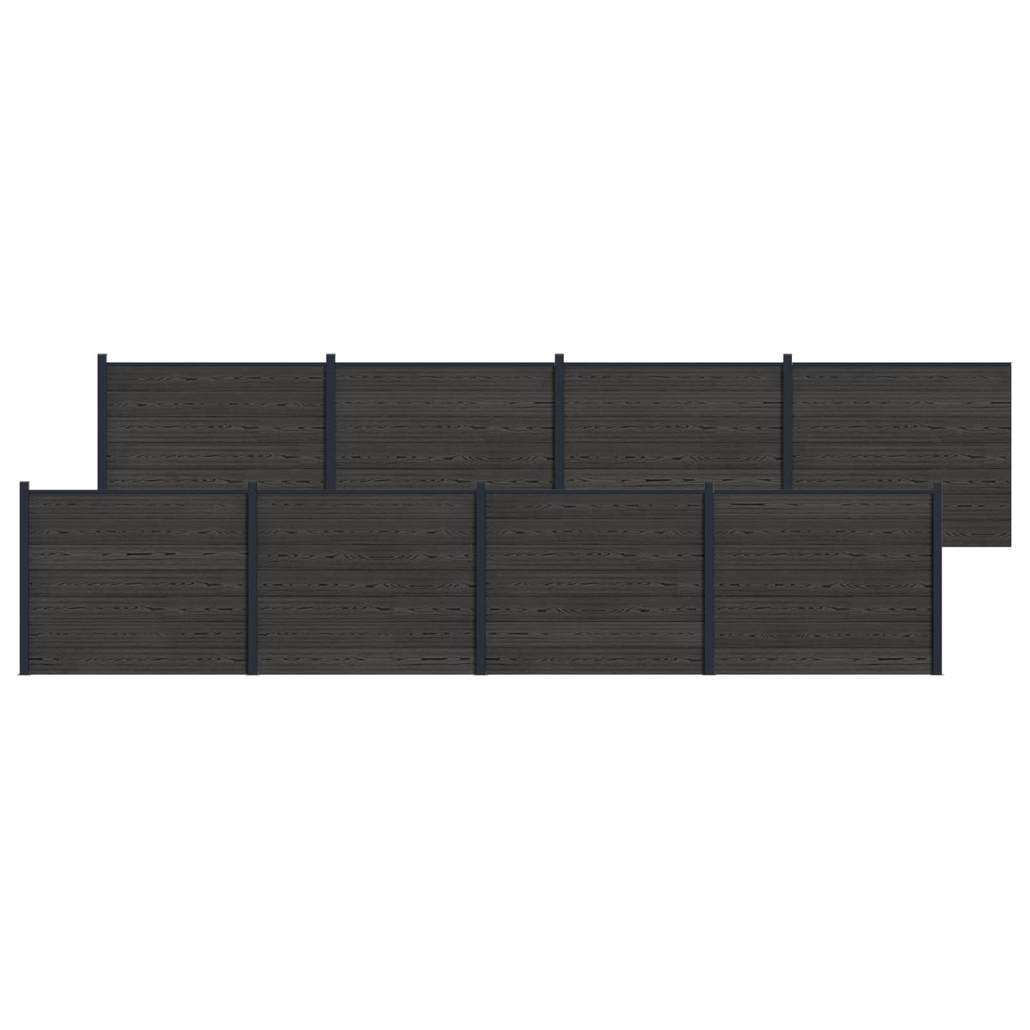 Fence Panel 8 pcs WPC and Aluminium Black
