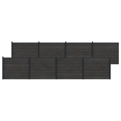 Fence Panel 8 pcs WPC and Aluminium Black