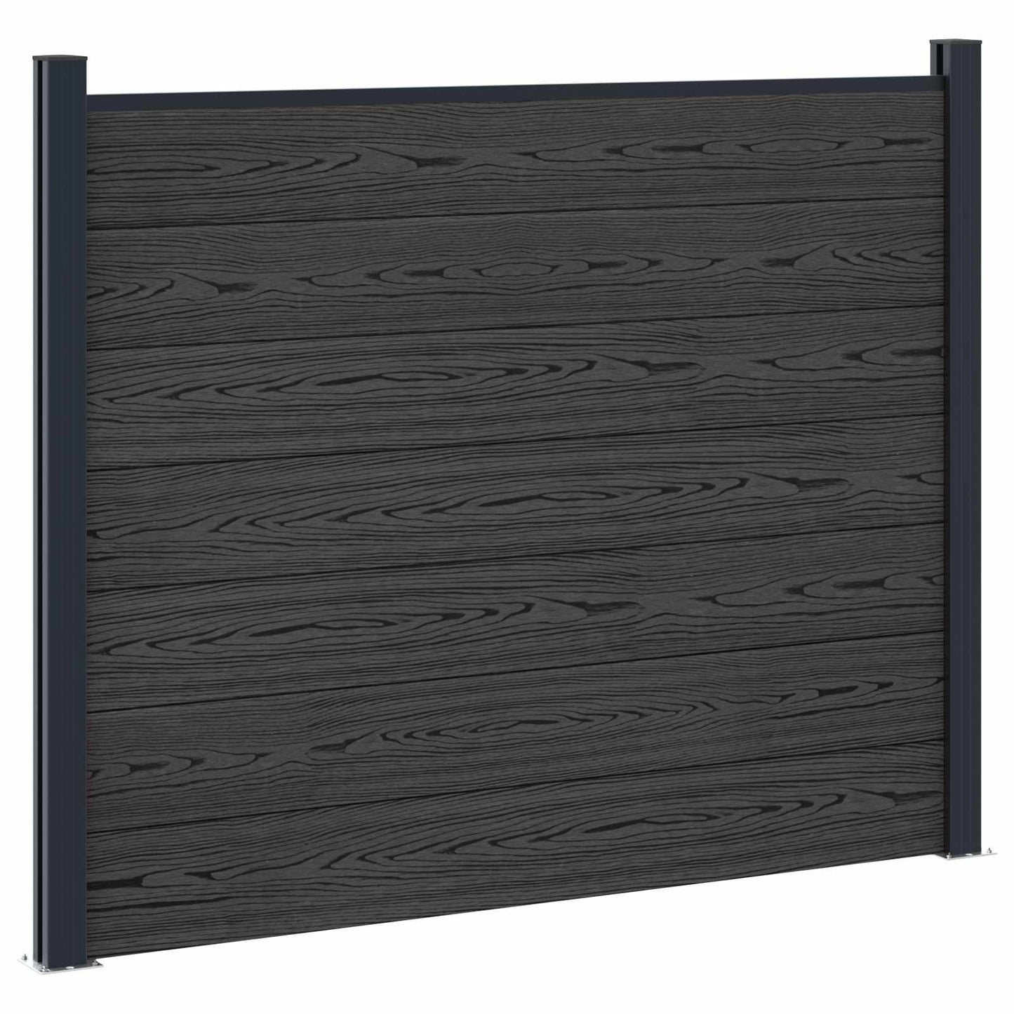 Fence Panel 8 pcs WPC and Aluminium Black