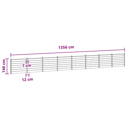 Fence Panel 8 pcs WPC and Aluminium Black