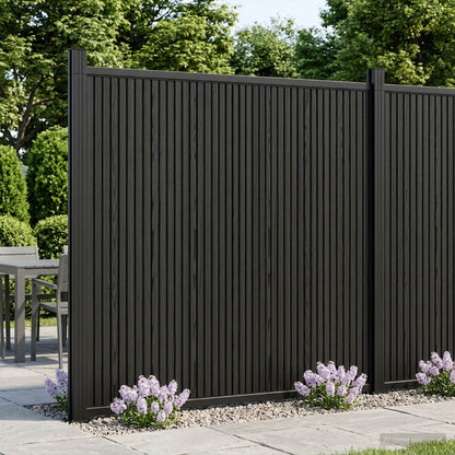 Fence Panel 2 pcs 355 x 186.5 cm WPC and Aluminium Black