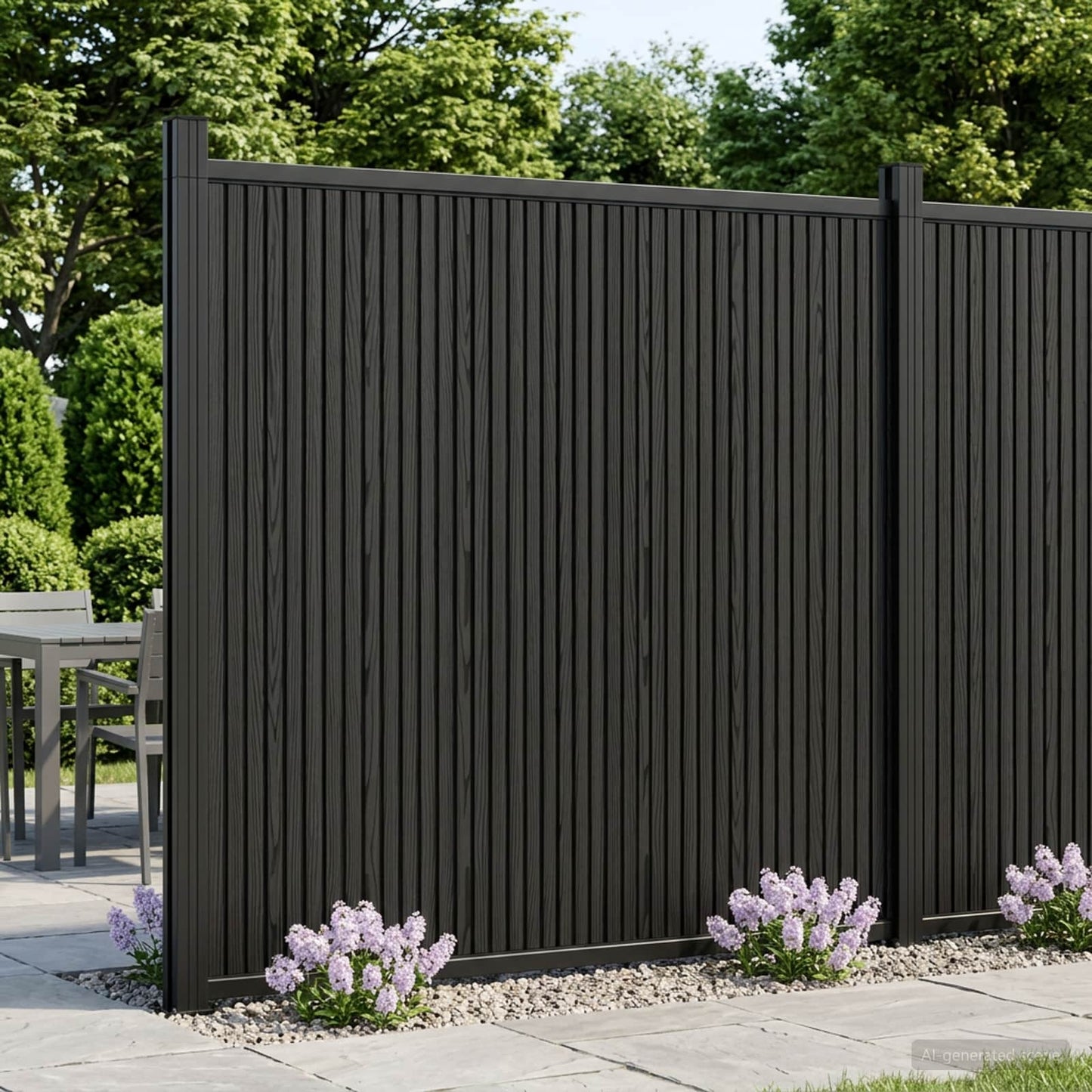 Fence Panel 9 pcs 1580 x 186.5 cm WPC and Aluminium Black