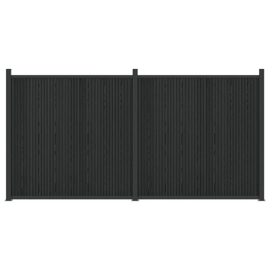 Fence Panel 2 pcs 355 x 186.5 cm WPC and Aluminium Black