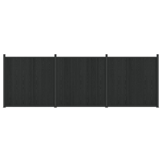 Fence Panel 3 pcs 530 x 186.5 cm WPC and Aluminium Black
