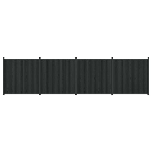Fence Panel 4 pcs 705 x 186.5 cm WPC and Aluminium Black