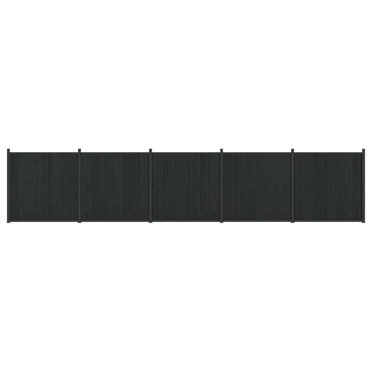 Fence Panel 5 pcs 880 x 186.5 cm WPC and Aluminium Black