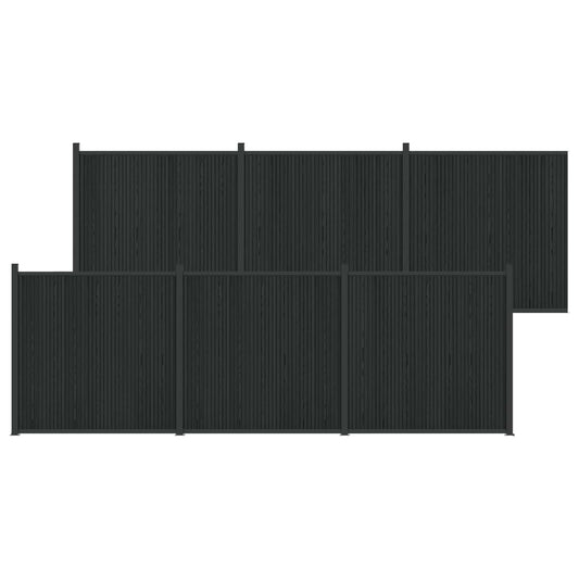 Fence Panel 6 pcs 1055 x 186.5 cm WPC and Aluminium Black