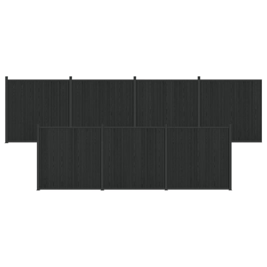 Fence Panel 7 pcs 1230 x 186.5 cm WPC and Aluminium Black
