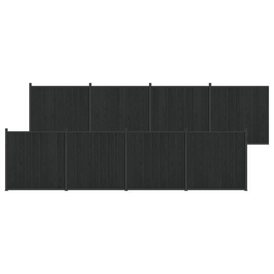 Fence Panel 8 pcs 1405 x 186.5 cm WPC and Aluminium Black