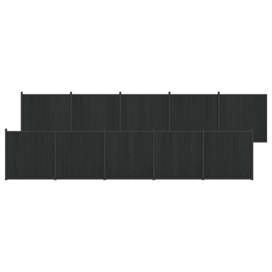 Fence Panel 10 pcs 1755 x 186.5 cm WPC and Aluminium Black