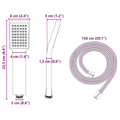 Shower Head Set Black 150 cm Stainless Steel