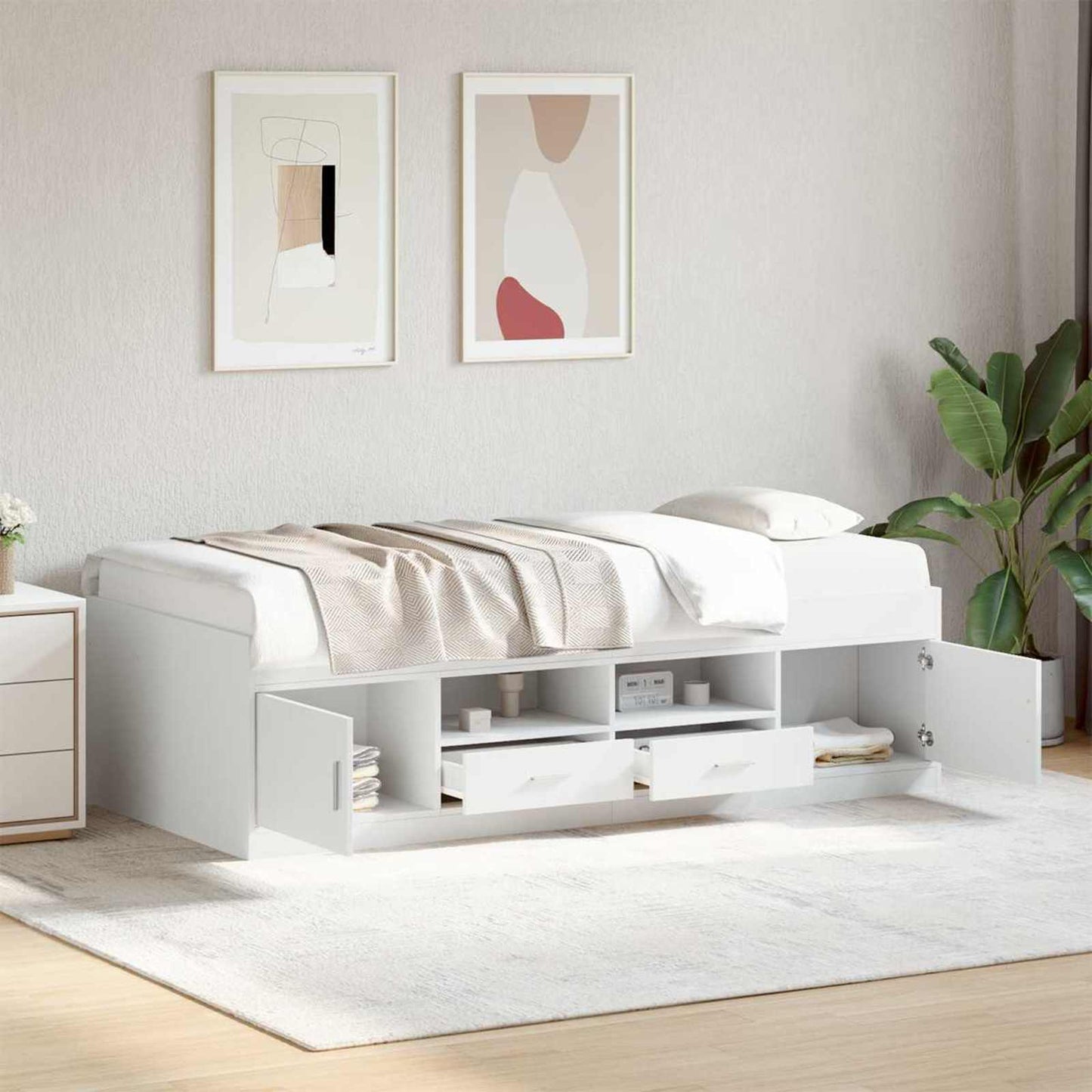 Bed Frame with Storage White 80 x 200 cm Engineered Wood