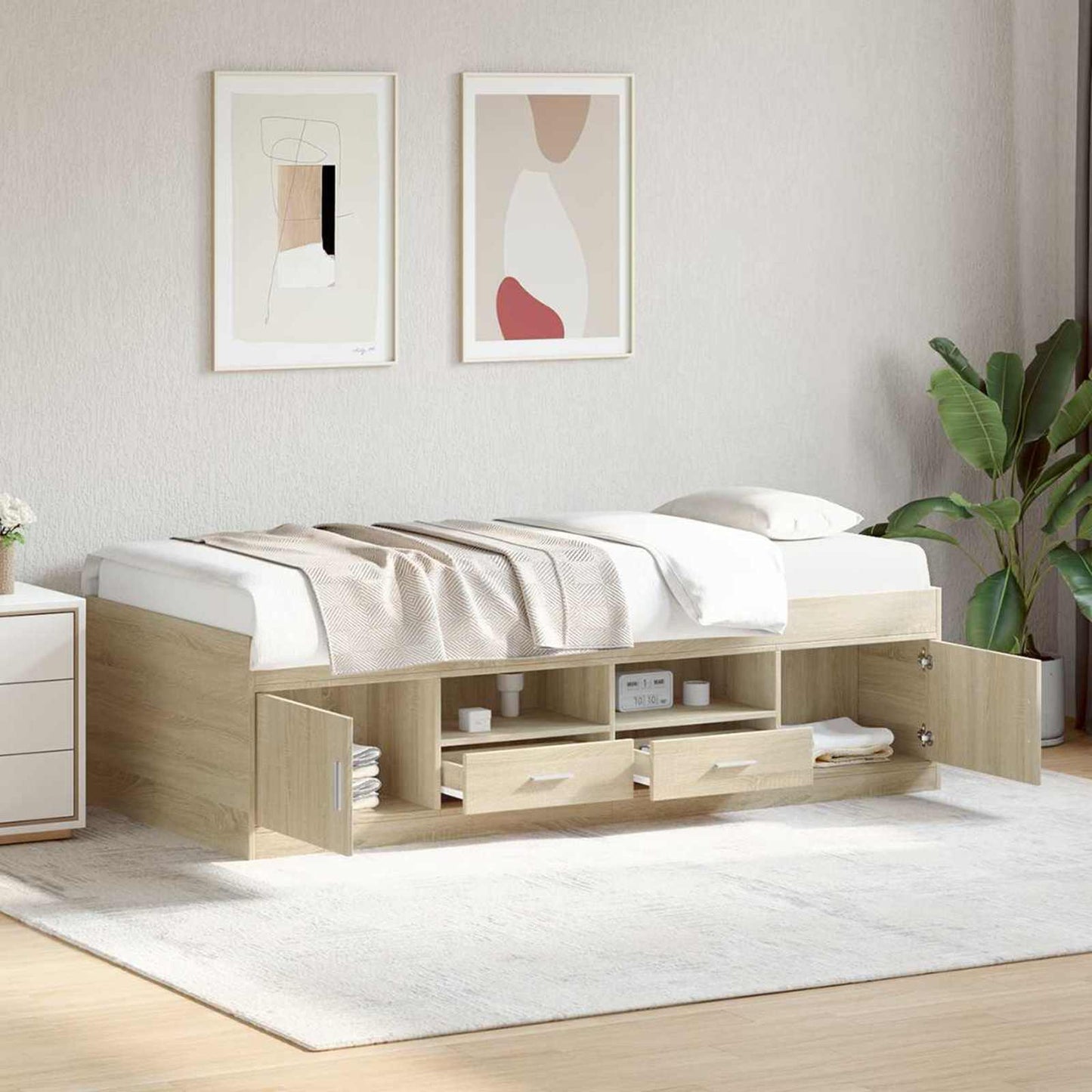 Bed Frame with Storage Sonoma Oak 80 x 200 cm Engineered Wood