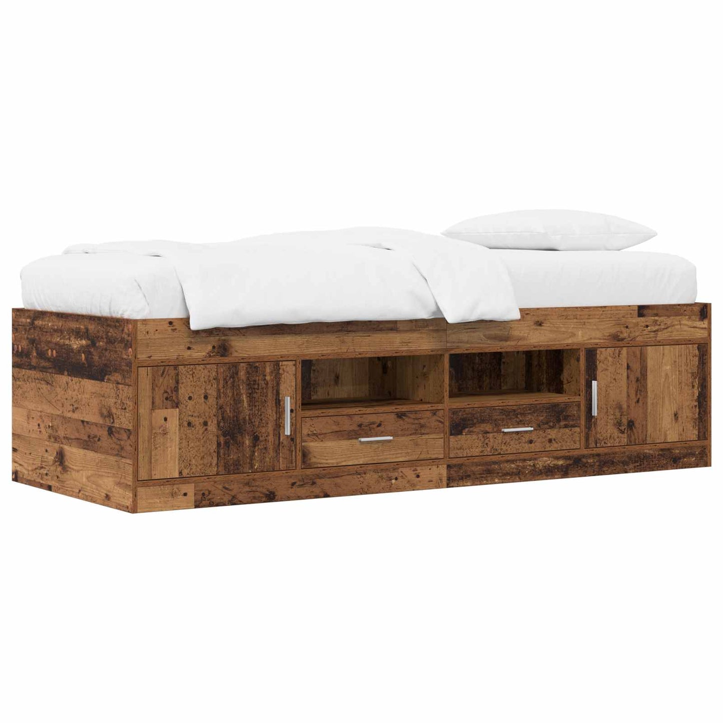 Bed Frame with Storage Old Wood 80 x 200 cm Engineered Wood