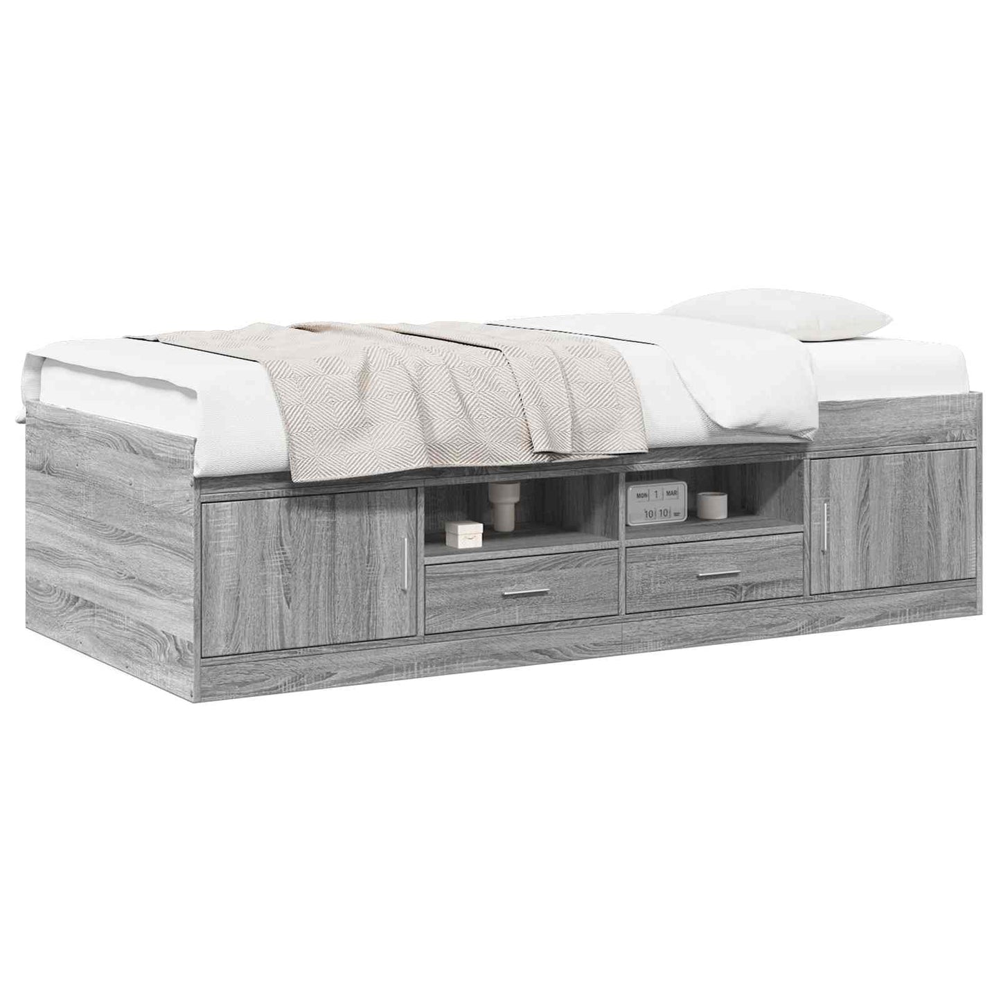 Bed Frame with Storage Grey Sonoma 80 x 200 cm Engineered Wood