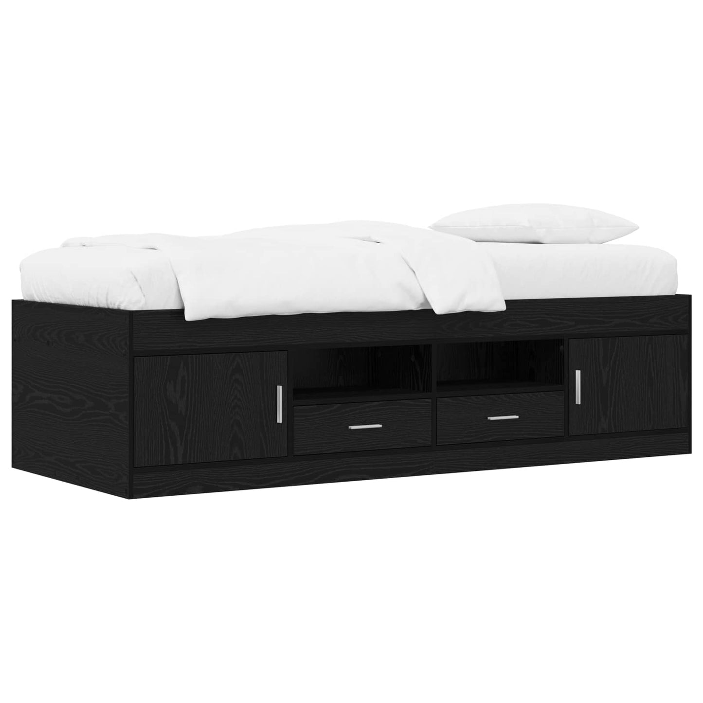Bed Frame with Storage Black Oak 80 x 200 cm Engineered Wood
