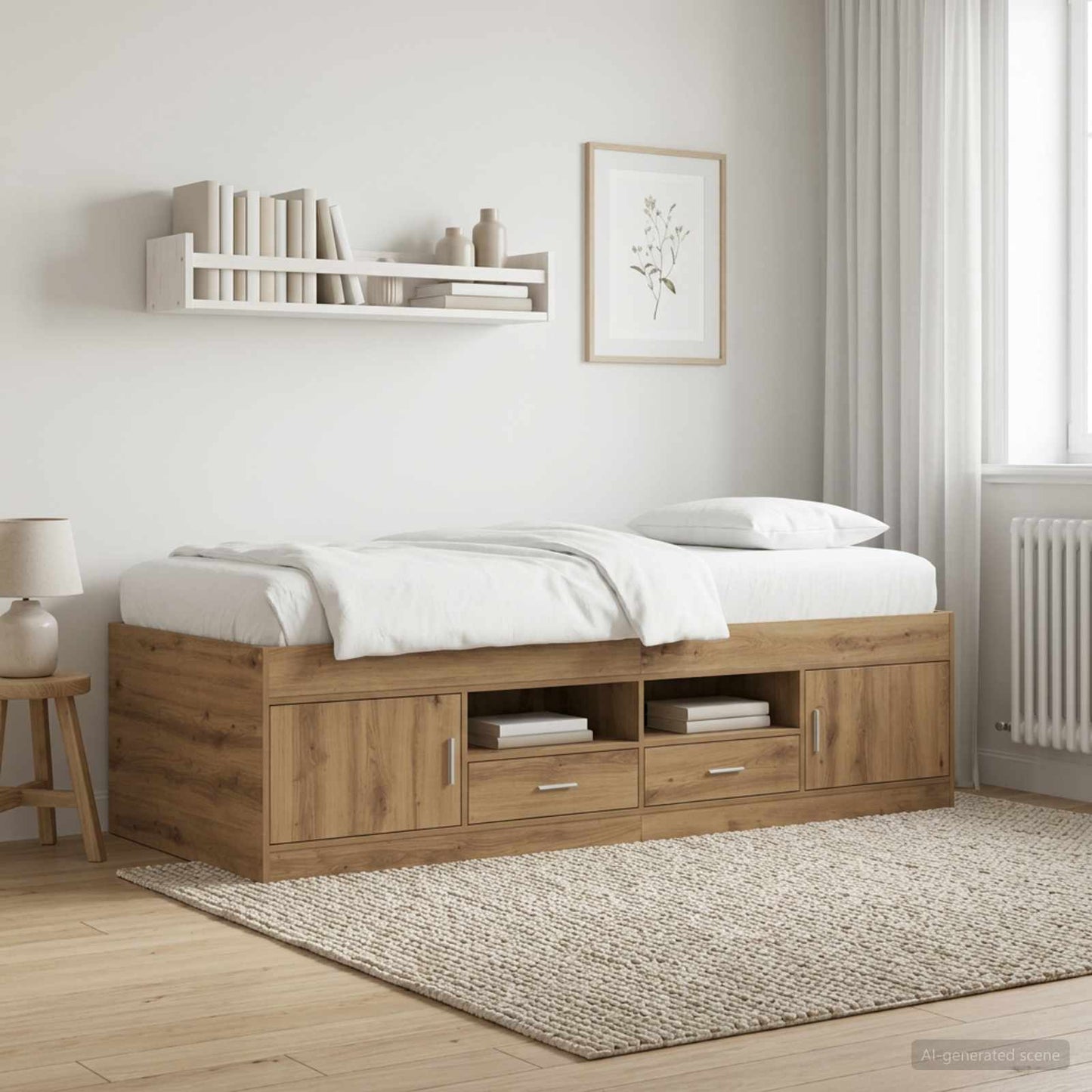 Bed Frame with Storage Artisian Oak 80 x 200 cm Engineered Wood