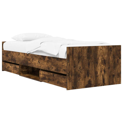 Bed Frame with Storage Smoked Oak 80 x 200 cm Engineered Wood
