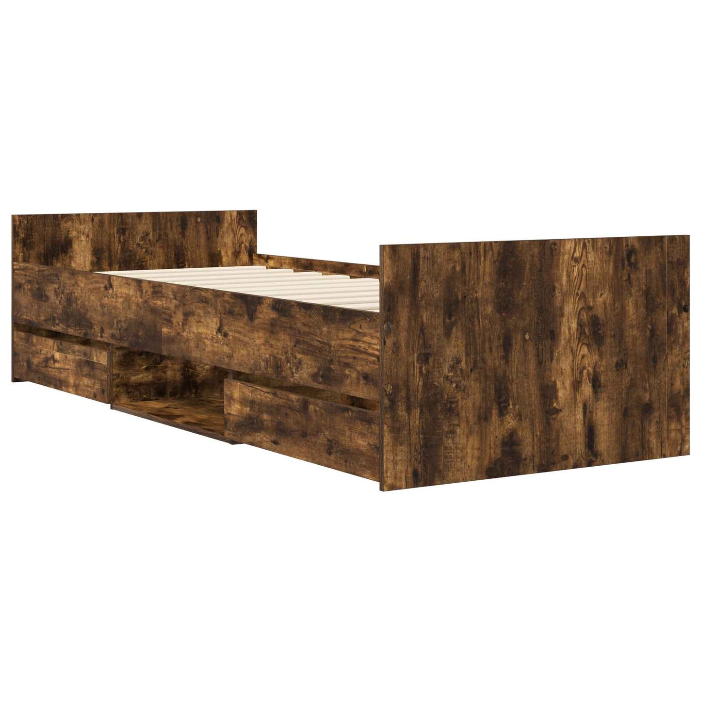 Bed Frame with Storage Smoked Oak 80 x 200 cm Engineered Wood