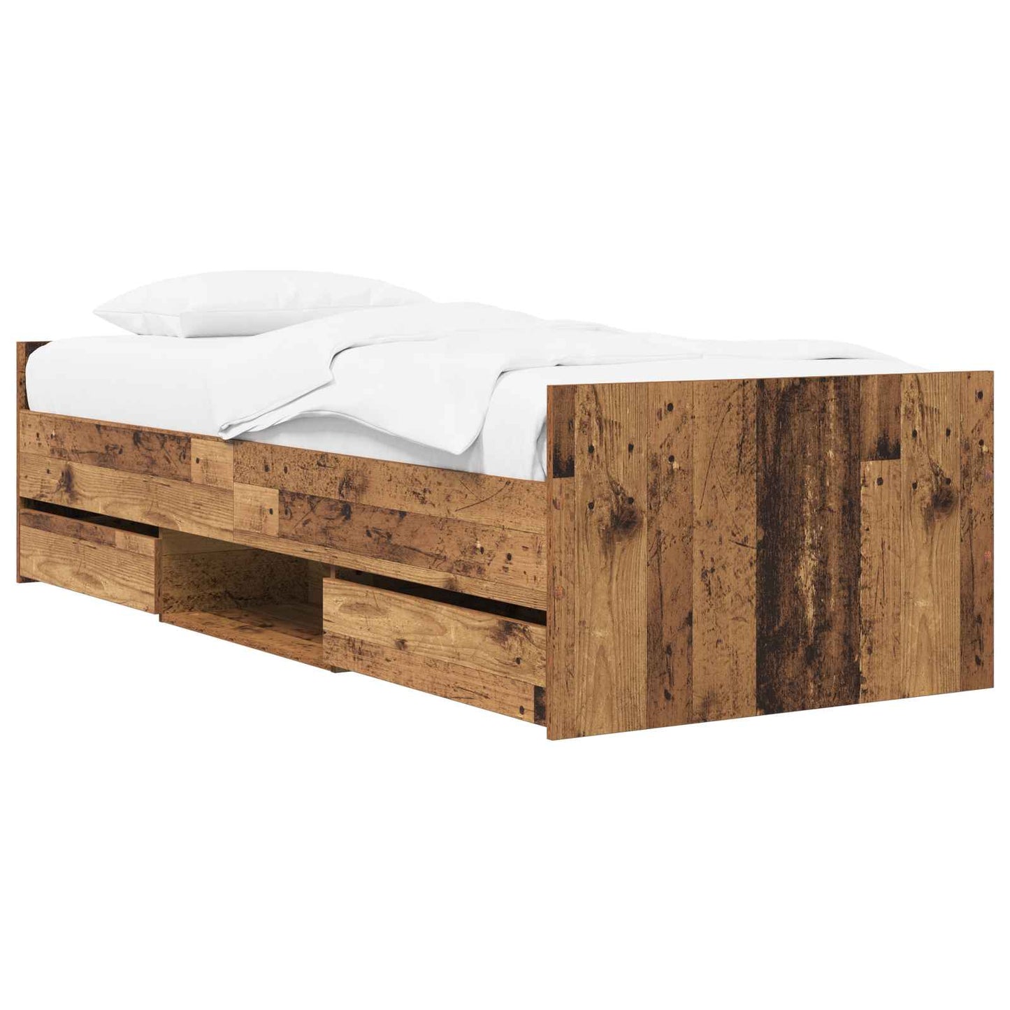 Bed Frame with Storage Old Wood 80 x 200 cm Engineered Wood