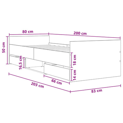 Bed Frame with Storage Old Wood 80 x 200 cm Engineered Wood