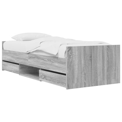 Bed Frame with Storage Grey Sonoma 80 x 200 cm Engineered Wood