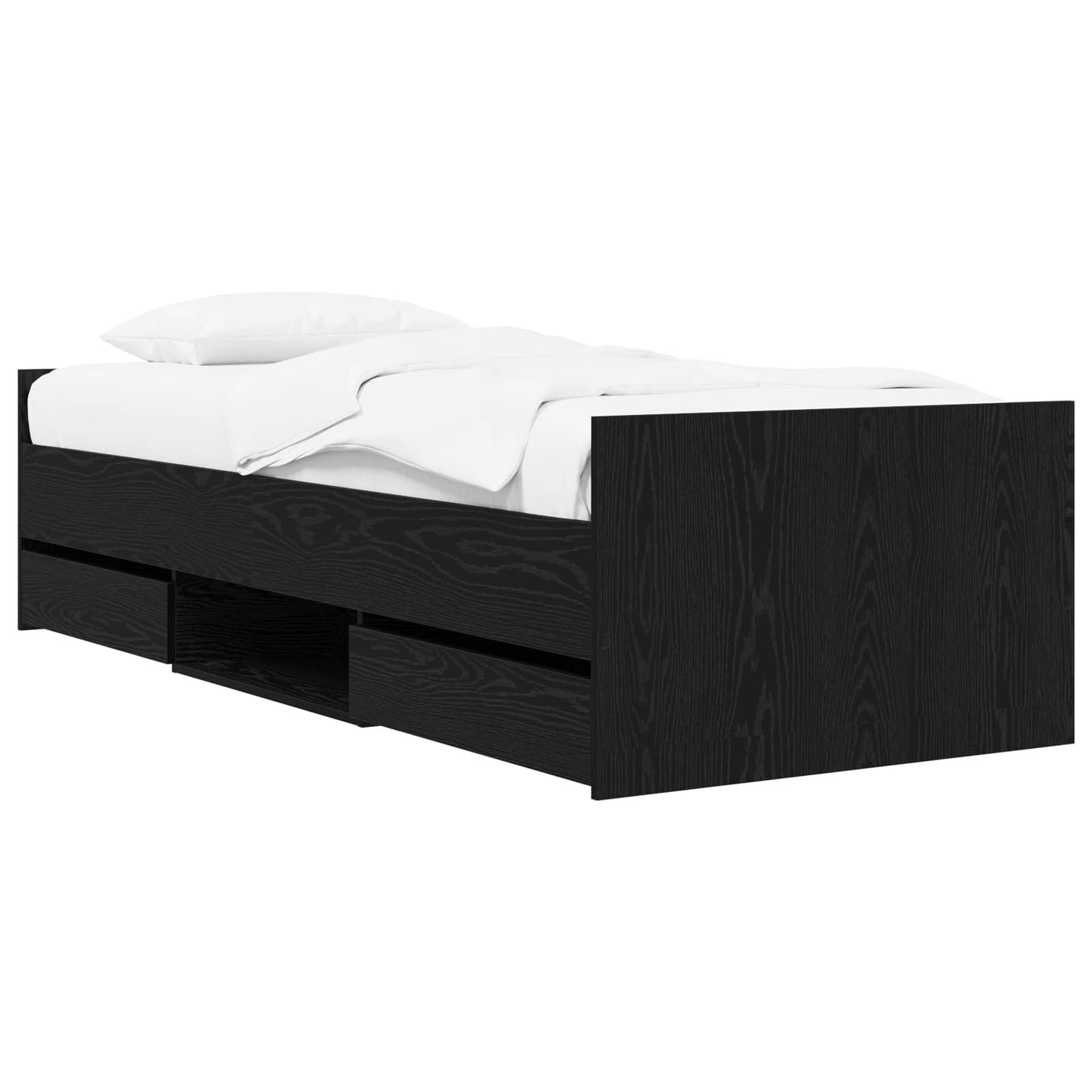 Bed Frame with Storage Black Oak 80 x 200 cm Engineered Wood