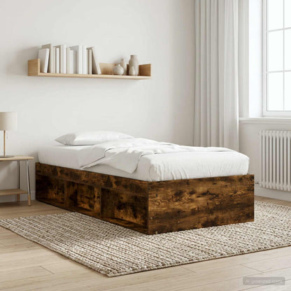 Bed Frame with Storage Smoked Oak 80 x 200 cm Engineered Wood