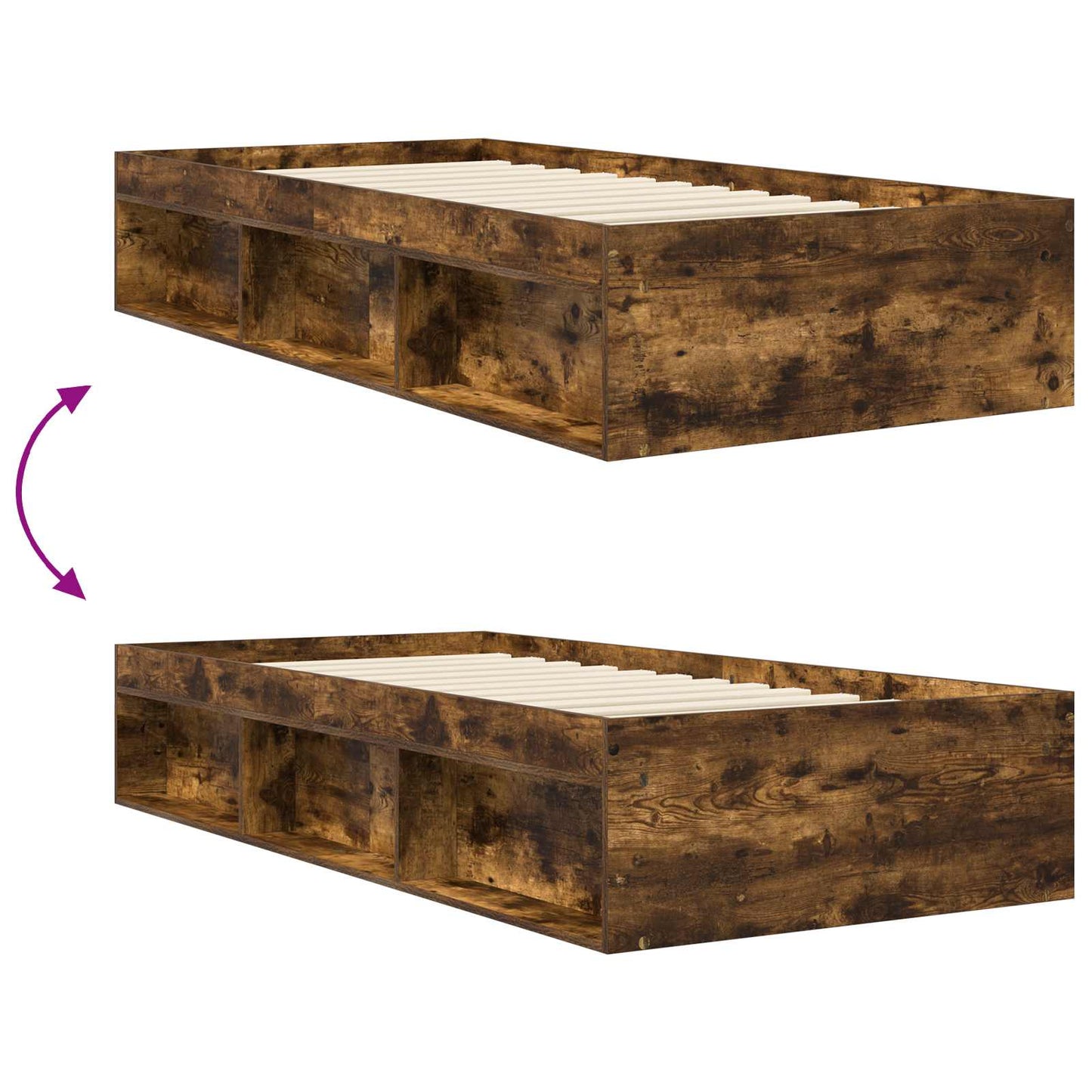 Bed Frame with Storage Smoked Oak 80 x 200 cm Engineered Wood