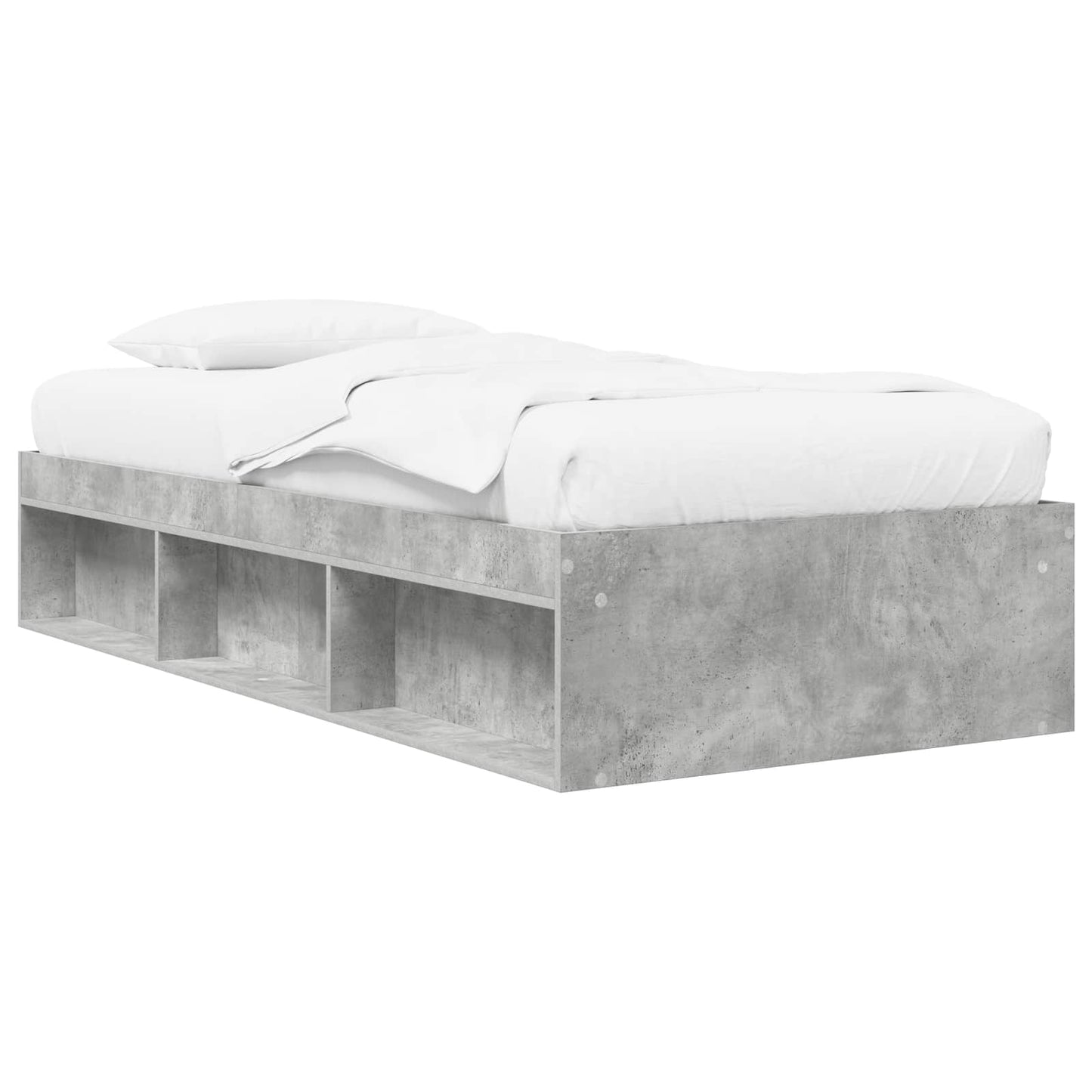 Bed Frame with Storage with Shelf Concrete Grey 80 x 200 cm