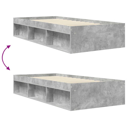 Bed Frame with Storage with Shelf Concrete Grey 80 x 200 cm