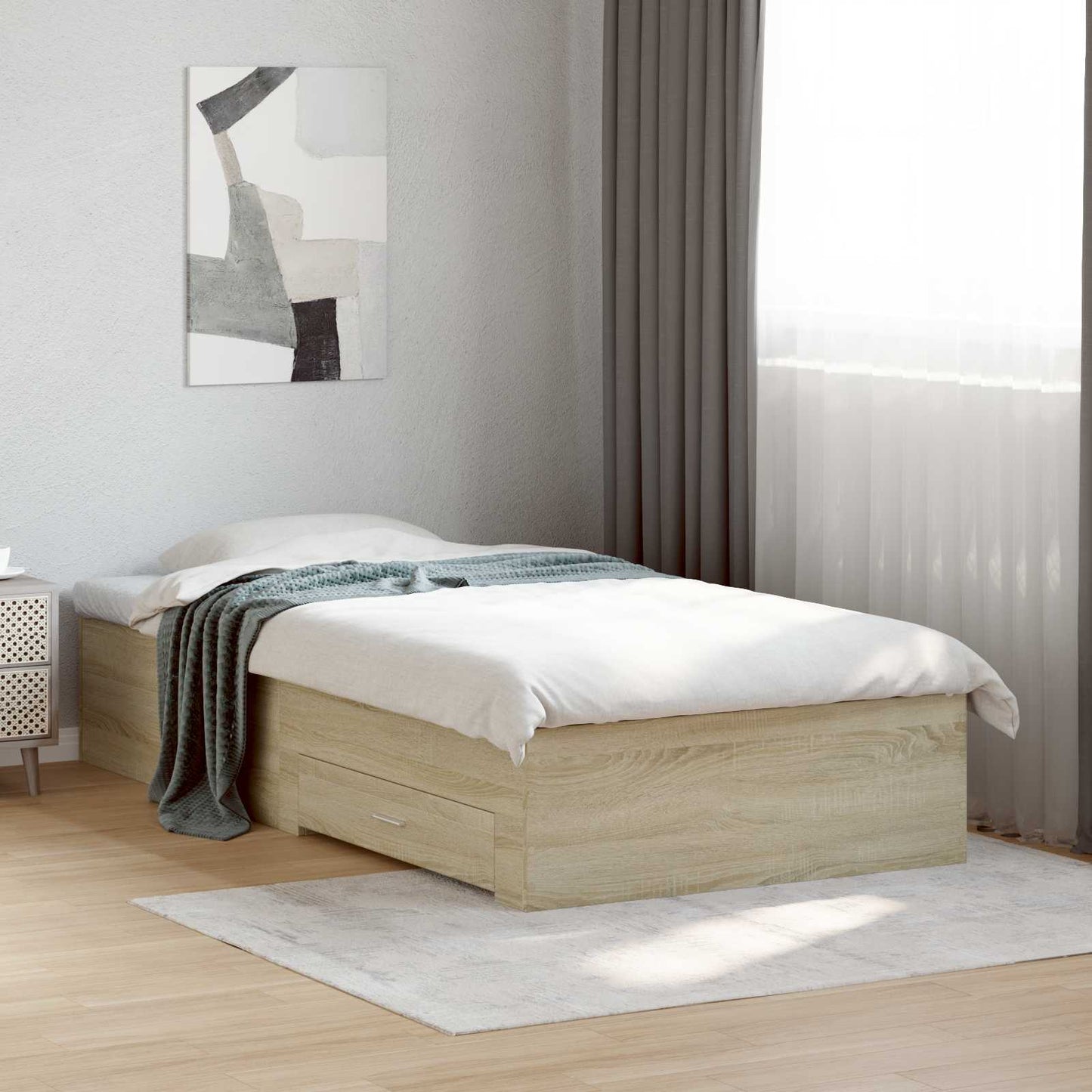 Bed Frame with Storage Sonoma Oak 80 x 200 cm Engineered Wood